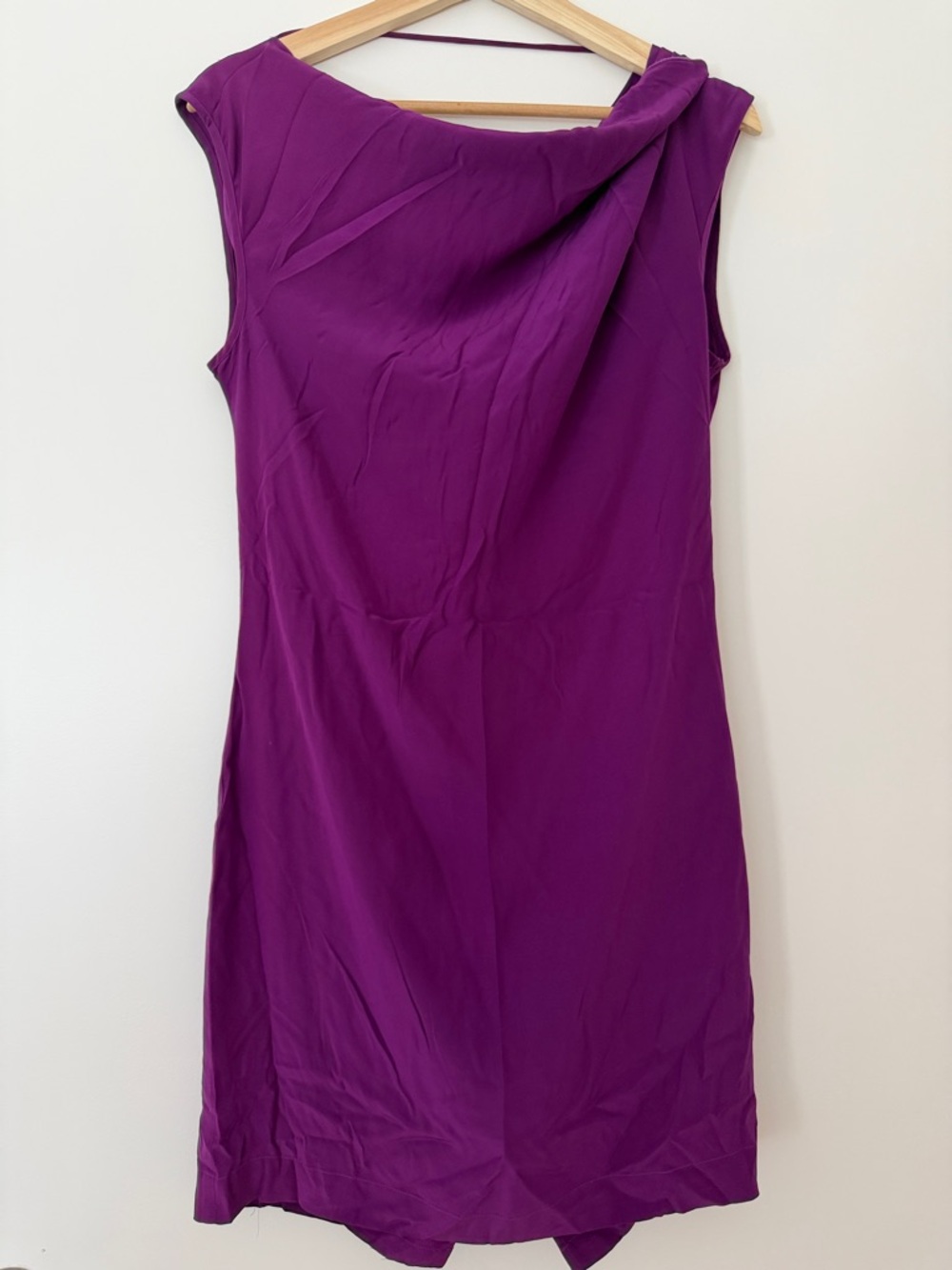 100% Silk Women's Purple Sheath Dress Vintage Large Made in the USA Eveningwear